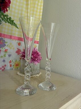 Bellagio Elegant Clear Glass Champagne Flutes 10” tall